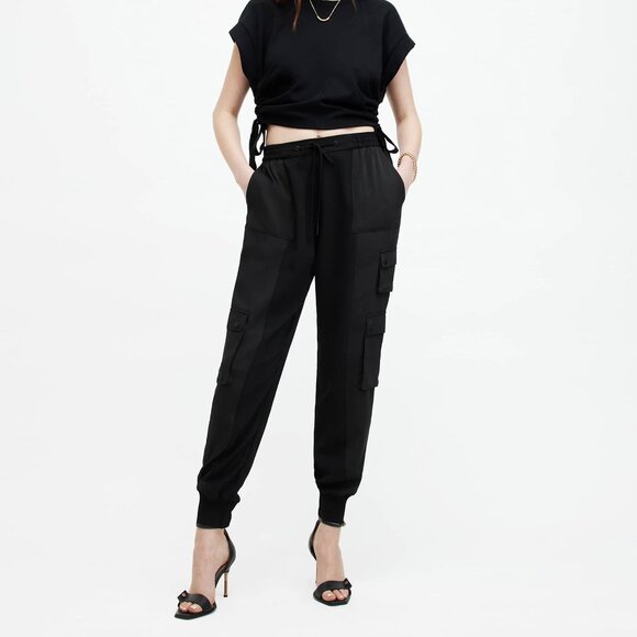 NWT ALLSAINTS Venus Relax Tapered Utility Trouser in Black Women's Size 6 - Picture 1 of 8